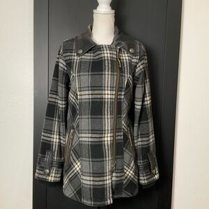 Vintage Harley Davidson Plaid Wool Blend Coat. Size Medium